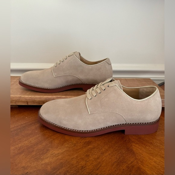 LANDS END Sandstone Beige Lace Up Suede Buck Oxford Dress Shoes Sz 9 M - Picture 5 of 11